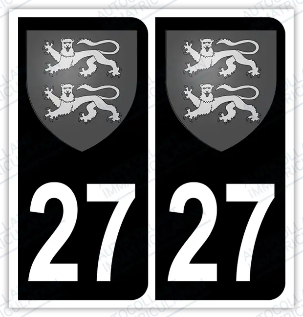 Auto - Autocollant immatriculation 27 – Blason Normandie