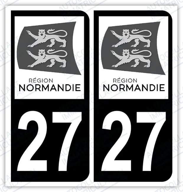 Auto - Autocollant immatriculation 27 – Normandie