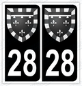 Auto - Sticker immatriculation 28 – Blason Centre-Val de Loire