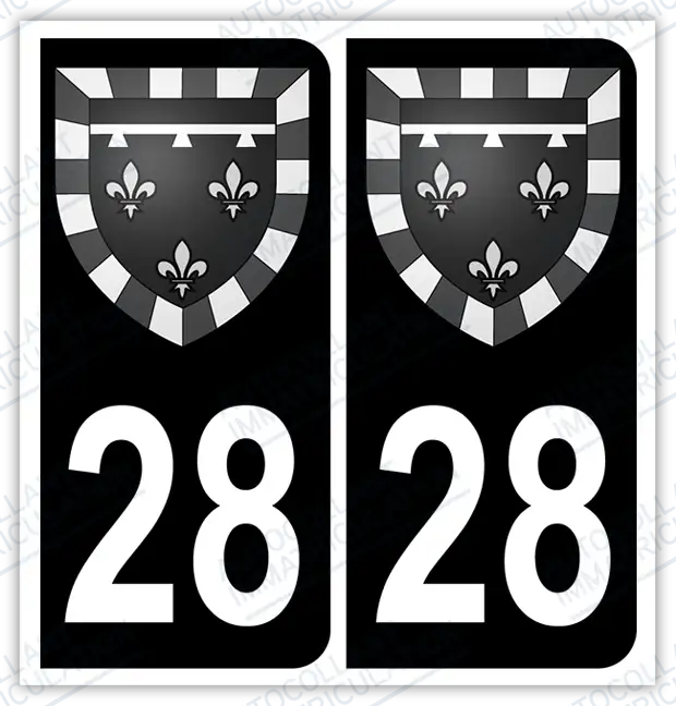 Auto - Sticker immatriculation 28 – Blason Centre-Val de Loire