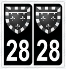 Auto - Sticker immatriculation 28 – Blason Centre-Val de Loire