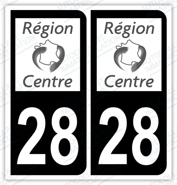 Auto - Autocollant immatriculation 28 – Centre-Val de Loire