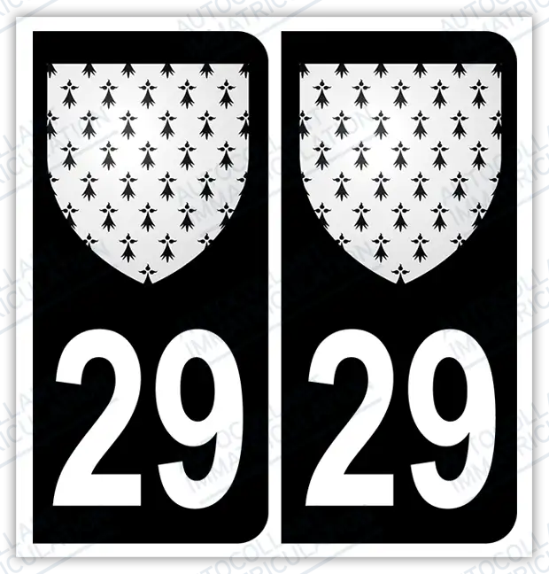 Auto - Autocollant immatriculation 29 – Blason Bretagne