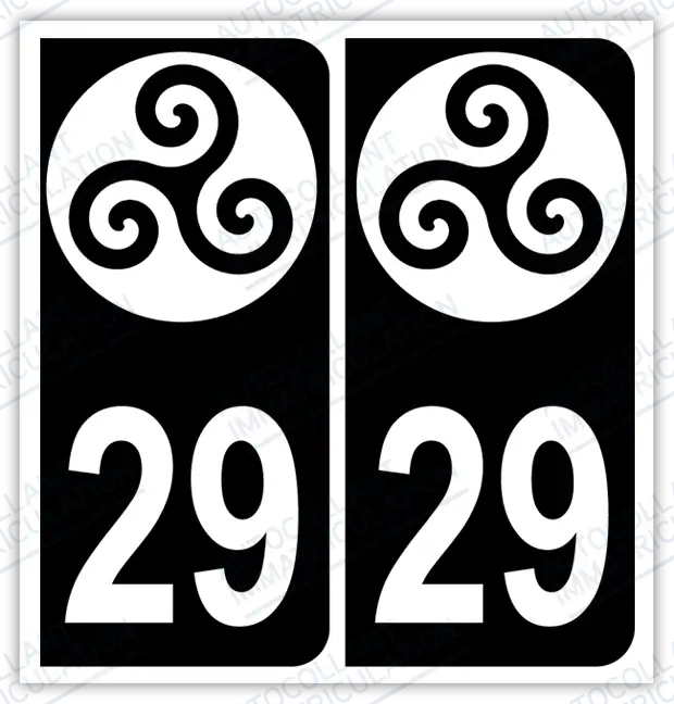 Auto - Autocollant immatriculation 29 – Bretagne