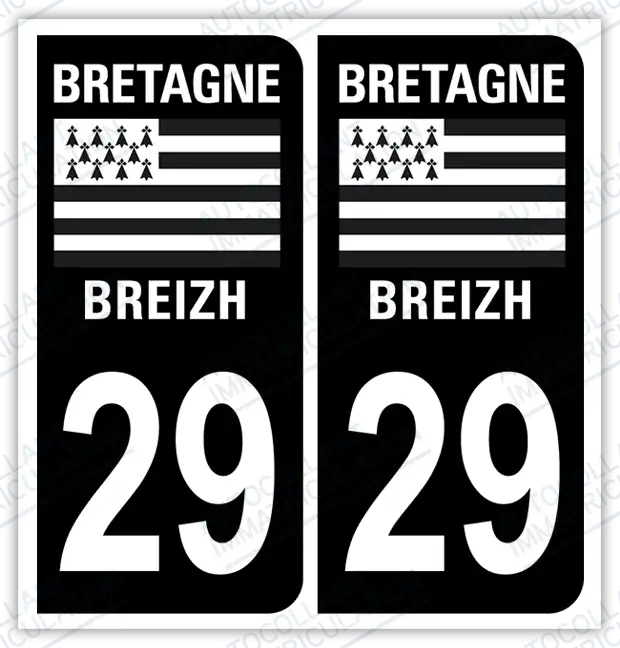 Auto - Autocollant immatriculation 29 – Bretagne