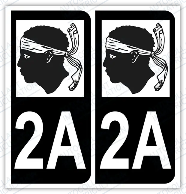 Auto - Autocollant immatriculation 2A – Corse