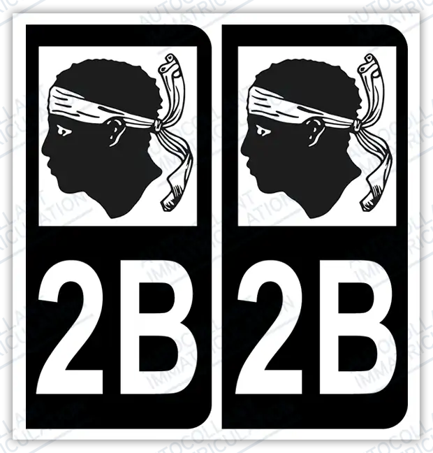 Auto - Autocollant immatriculation 2B – Corse