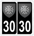 Auto - Autocollant immatriculation 30 – Blason Occitanie