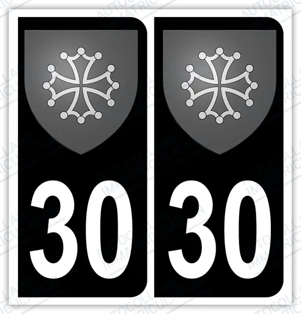 Auto - Autocollant immatriculation 30 – Blason Occitanie