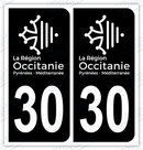 Auto - Autocollant immatriculation 30 – Occitanie