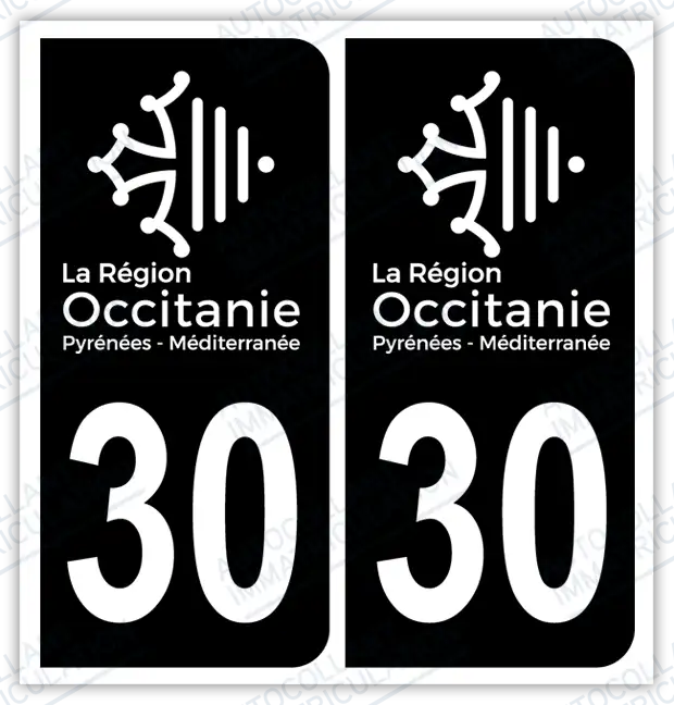 Auto - Autocollant immatriculation 30 – Occitanie