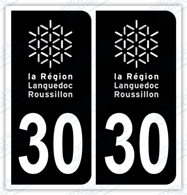 Auto - Autocollant immatriculation 30 – Occitanie