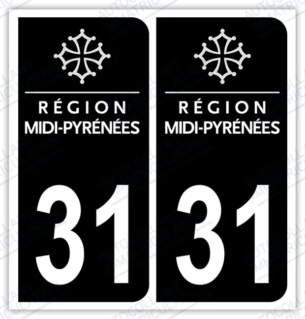 Auto - Autocollant immatriculation 31 – Occitanie