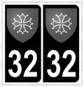 Auto - Autocollant immatriculation 32 – Blason Occitanie