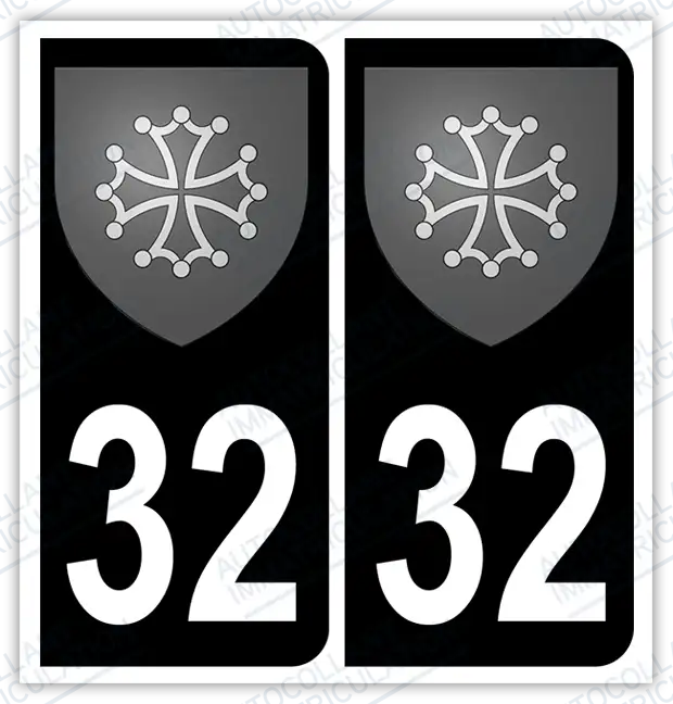 Auto - Autocollant immatriculation 32 – Blason Occitanie