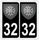Auto - Autocollant immatriculation 32 – Blason Occitanie