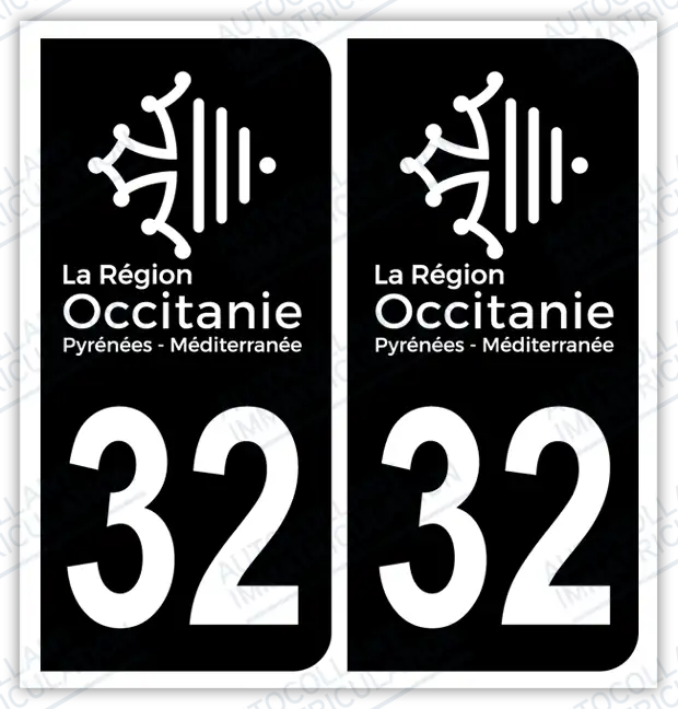Auto - Autocollant immatriculation 32 - Occitanie