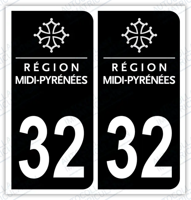 Auto - Autocollant immatriculation 32 – Occitanie