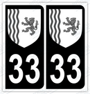 Auto - Sticker immatriculation 33 - Blason Nouvelle-Aquitaine