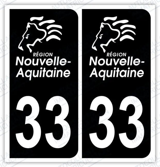 Auto - Autocollant immatriculation 33 – Nouvelle-Aquitaine