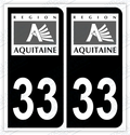 Auto - Autocollant immatriculation 33 – Aquitaine