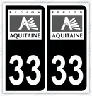 Auto - Autocollant immatriculation 33 – Aquitaine