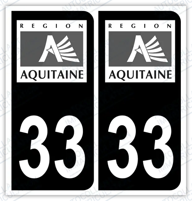 Auto - Autocollant immatriculation 33 – Aquitaine