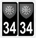 Auto - Autocollant immatriculation 34 – Blason Occitanie