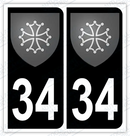Auto - Autocollant immatriculation 34 – Blason Occitanie