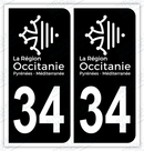 Auto - Autocollant immatriculation 34 – Occitanie