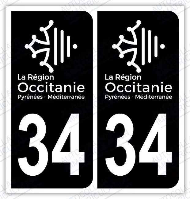 Auto - Autocollant immatriculation 34 – Occitanie