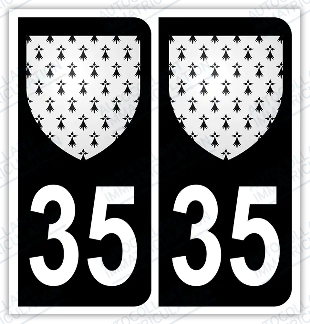 Auto - Autocollant immatriculation 35 – Blason Bretagne