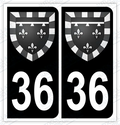 Auto - Sticker immatriculation 36 – Blason Centre-Val de Loire