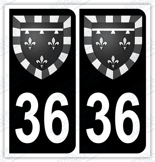 Auto - Sticker immatriculation 36 – Blason Centre-Val de Loire