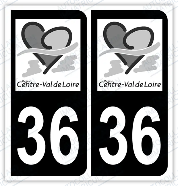 Auto - Sticker immatriculation 36 – Centre - Val de Loire