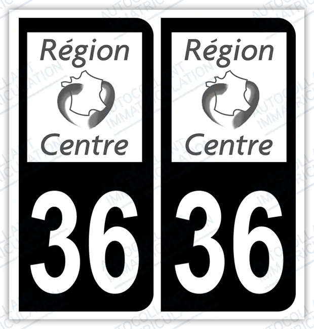 Auto - Autocollant immatriculation 36 – Centre-Val de Loire