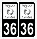 Auto - Autocollant immatriculation 36 – Centre-Val de Loire