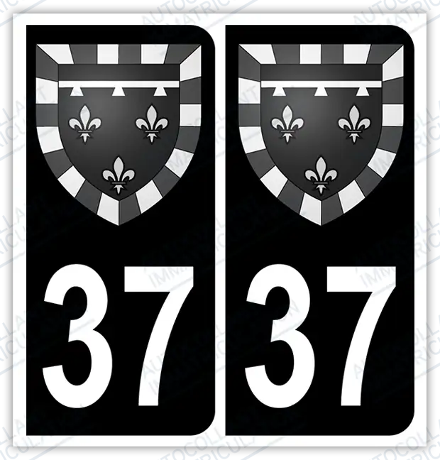 Auto - Sticker immatriculation 37 – Blason Centre-Val de Loire