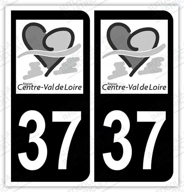 Auto - Sticker immatriculation 37 – Centre-Val de Loire