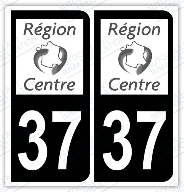Auto - Autocollant immatriculation 37 – Centre-Val de Loire