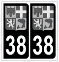 Sticker immatriculation 38 - Blason Auvergne Rhône Alpes