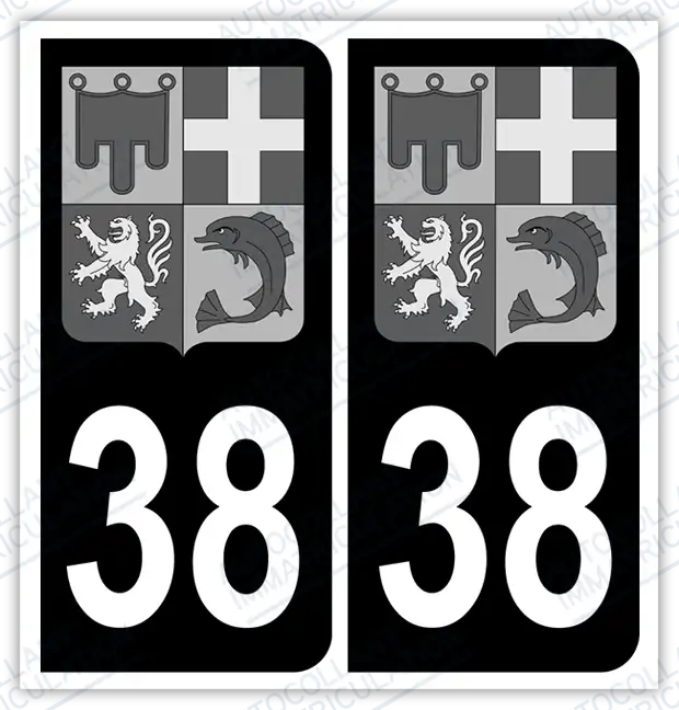 Sticker immatriculation 38 - Blason Auvergne Rhône Alpes