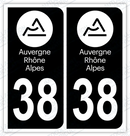 Auto - Autocollant immatriculation 38 – Auvergne-Rhône-Alpes