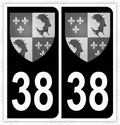 Auto - Autocollant immatriculation 38 – Blason Dauphiné