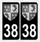 Auto - Autocollant immatriculation 38 – Blason Dauphiné