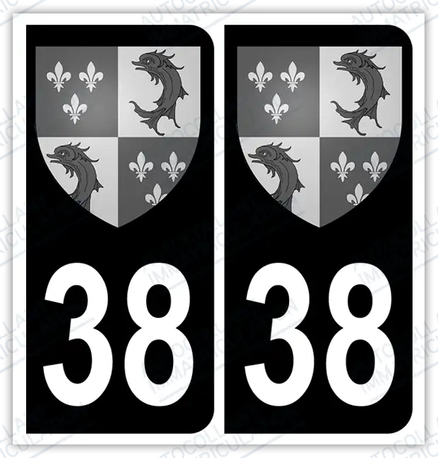 Auto - Autocollant immatriculation 38 – Blason Dauphiné