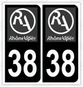 Auto - Autocollant immatriculation 38 – Rhône-Alpes