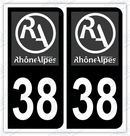 Auto - Autocollant immatriculation 38 – Rhône-Alpes