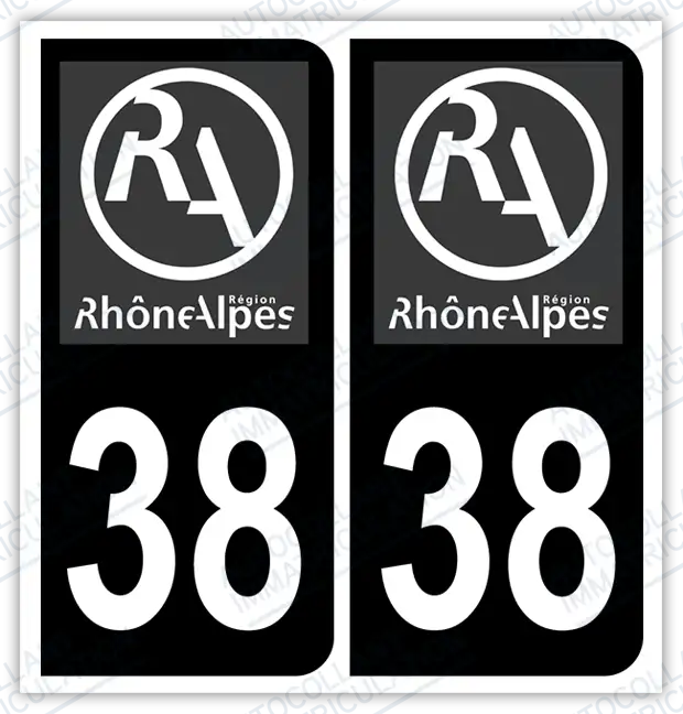 Auto - Autocollant immatriculation 38 – Rhône-Alpes