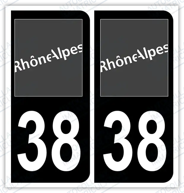 Auto - Autocollant immatriculation 38 – Auvergne-Rhône-Alpes